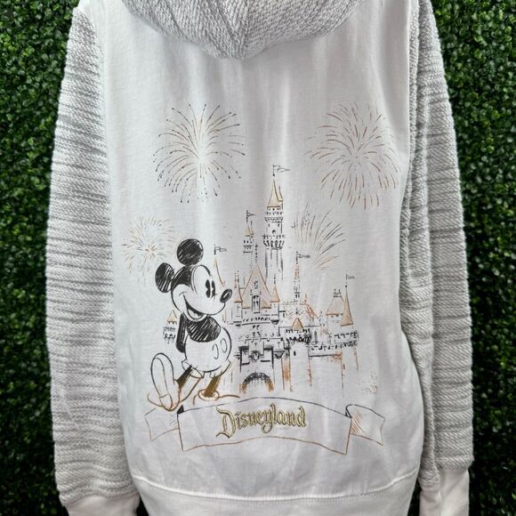 Disneyland Jacket Womens M White Gold Cinderella Castle Zip‎ Mickey Disney World - Picture 1 of 14